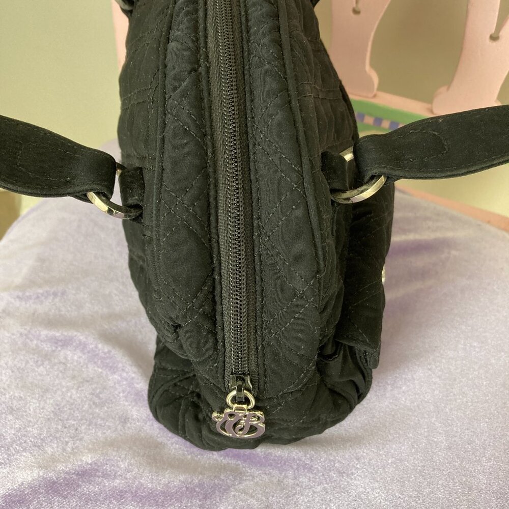 Vintage Vera Bradley Small Black Quilted Microfiber Satchel/Tote - Picture 3 of 7
